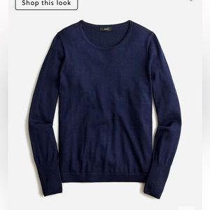 NWT JCREW HALLE CREWNECK MERINO WOOL SWEATER SMALL S Navy Blue